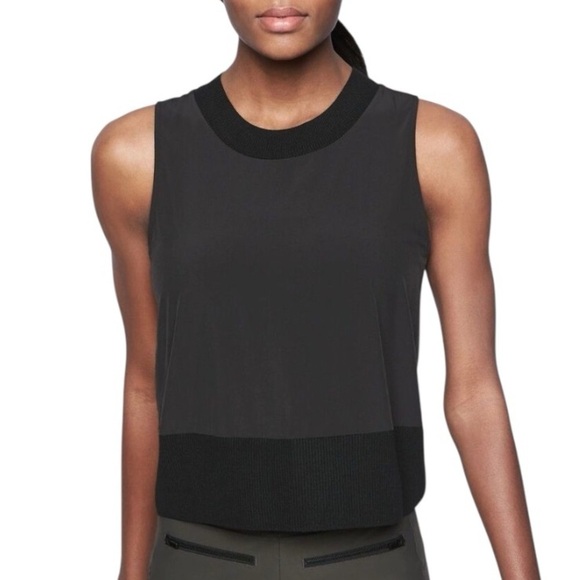Athleta Tops - ATHLETA Zephyr Shell Black Rib Knit Tank Top SZ S